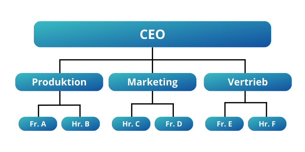 Marketing Reporting in drei Richtungen - Organigramm